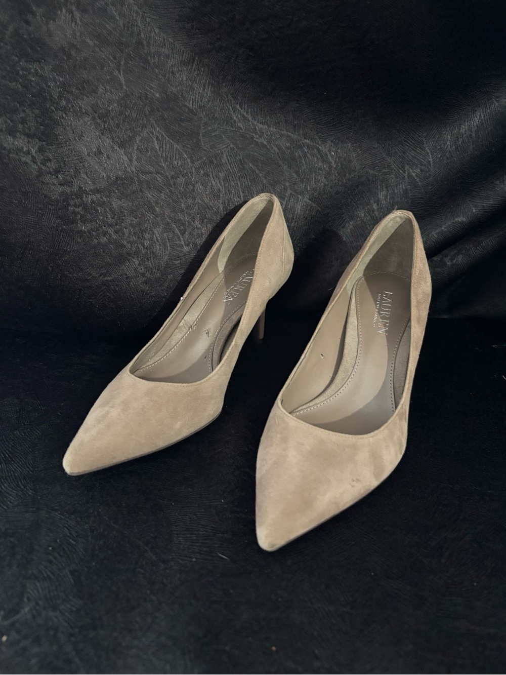 Lauren Ralph Lauren Taupe Suede Pointed Pumps